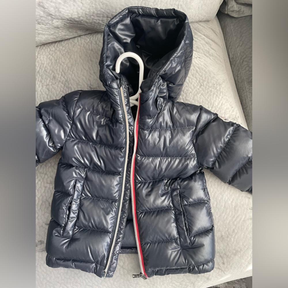 Size 3T Moncler Coat. Navy Blue color. Lightly worn! Authentic tags to verify